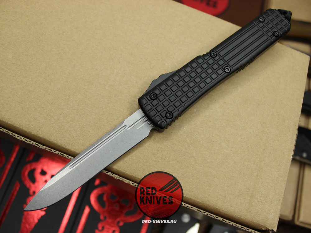 Нож Microtech Ultratech DELTA S/E A+++ - черная рукоять , клинок апокалиптик