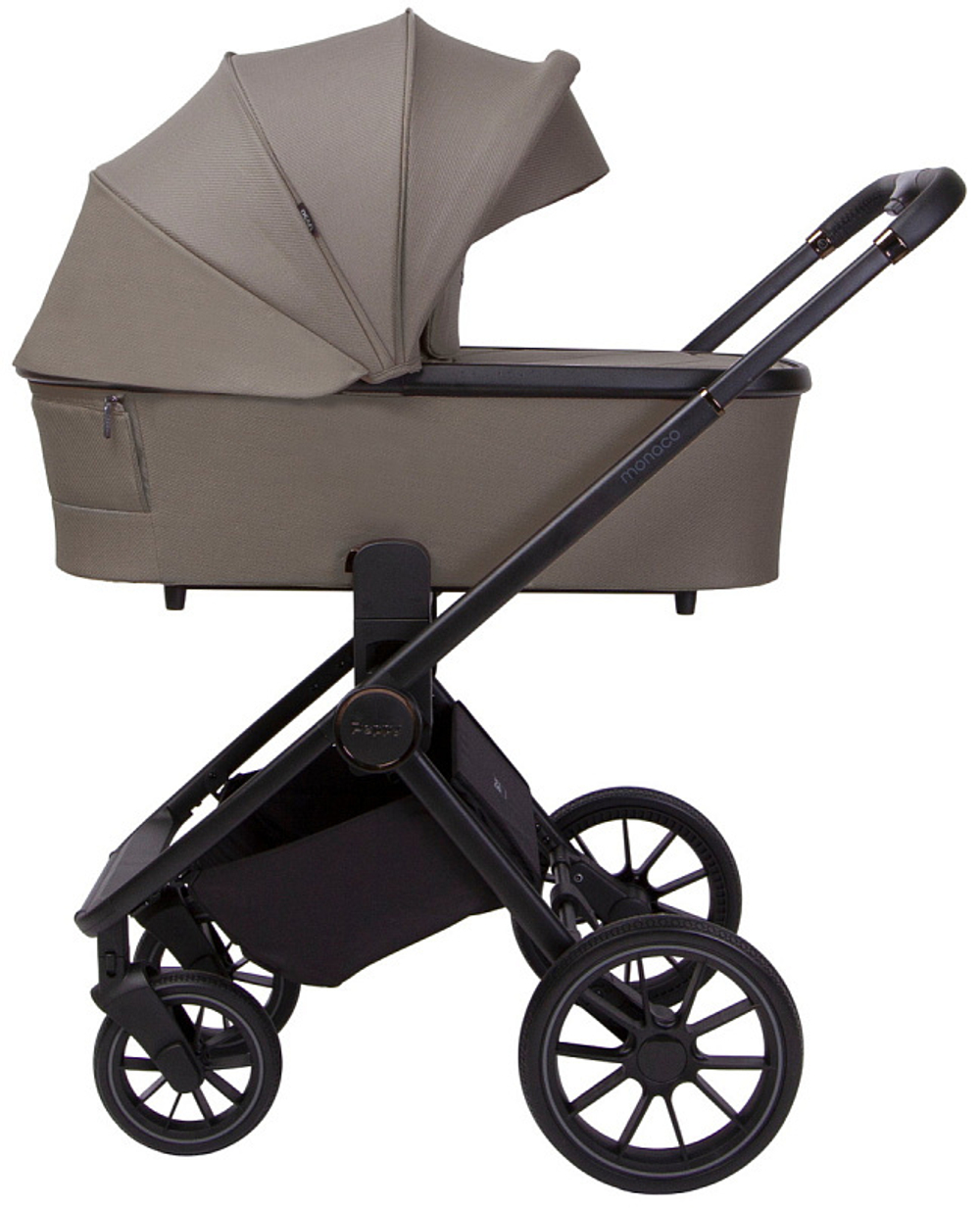 Детская коляска Peppy Monaco 3 в 1 с автокреслом Rise Sandstone (песочный), рама черная