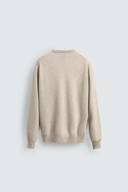 ZARA СВИТЕР ИЗ 100% КАШЕМИРА, ЭКРЮ МЕЛАНЖ