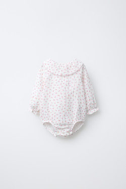 ZARA БОДИ С ЦВЕТОЧНЫМ УЗОРОМ, ЖЕЛТОВАТО-БЕЛЫЙ