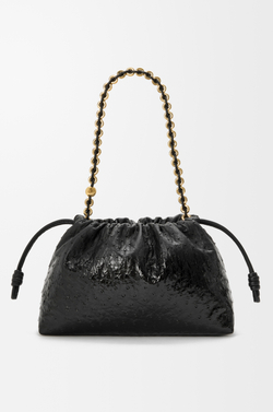 Loewe Сумка Flamenco среднего размера из лакированной кожи страуса с градиентным переходом цвета, черный
