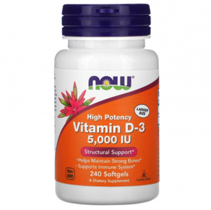 NOW Vitamin D-3 5000 IU 240 гелевых капсул