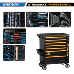 KING TONY (9G38-100MR40) Набор инструментов 204 предмета, "BASTION", в черной тележке