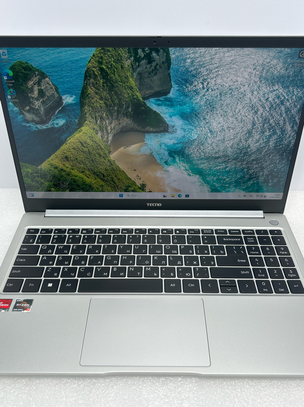 Ноутбук Tecno Megabook T1DA 15.6"/AMD Ryzen 7 5800U/RAM 16ГБ/SSD 512GB/AMD Radeon Graphics/1920*1080/IPS/DOS/Подсветка кл-ры: LED/серебристый. Состояние: Уценка/царапина на матрице