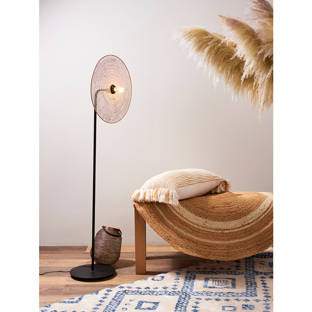 Ковер из джута круглый с вставками белого цвета из коллекции ethnic, 120см