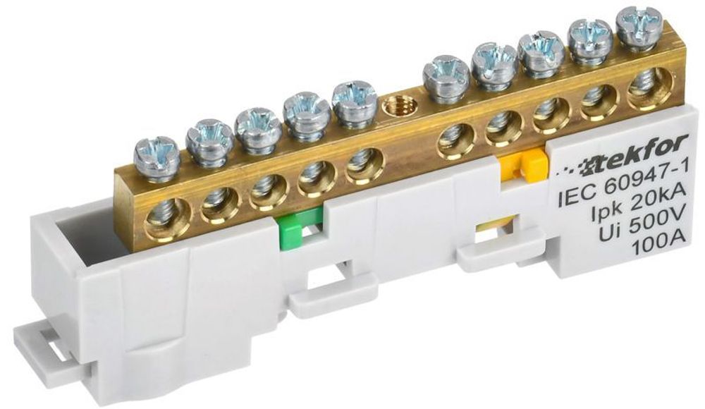 Шина PE "земля" неизол. на универс. держ. 6х9-10-Ж TEKFOR IEK TF-NN10-10-DL-K05 Шина PE "земля" неизол. на универс. держ. 6х9-10-Ж TEKFOR IEK TF-NN10-10-DL-K05