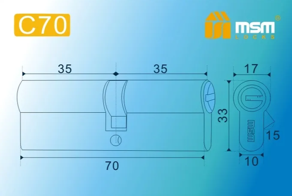 Цилиндровый механизм MSM-111 М70 перфо. ключ (5 кл.) SN