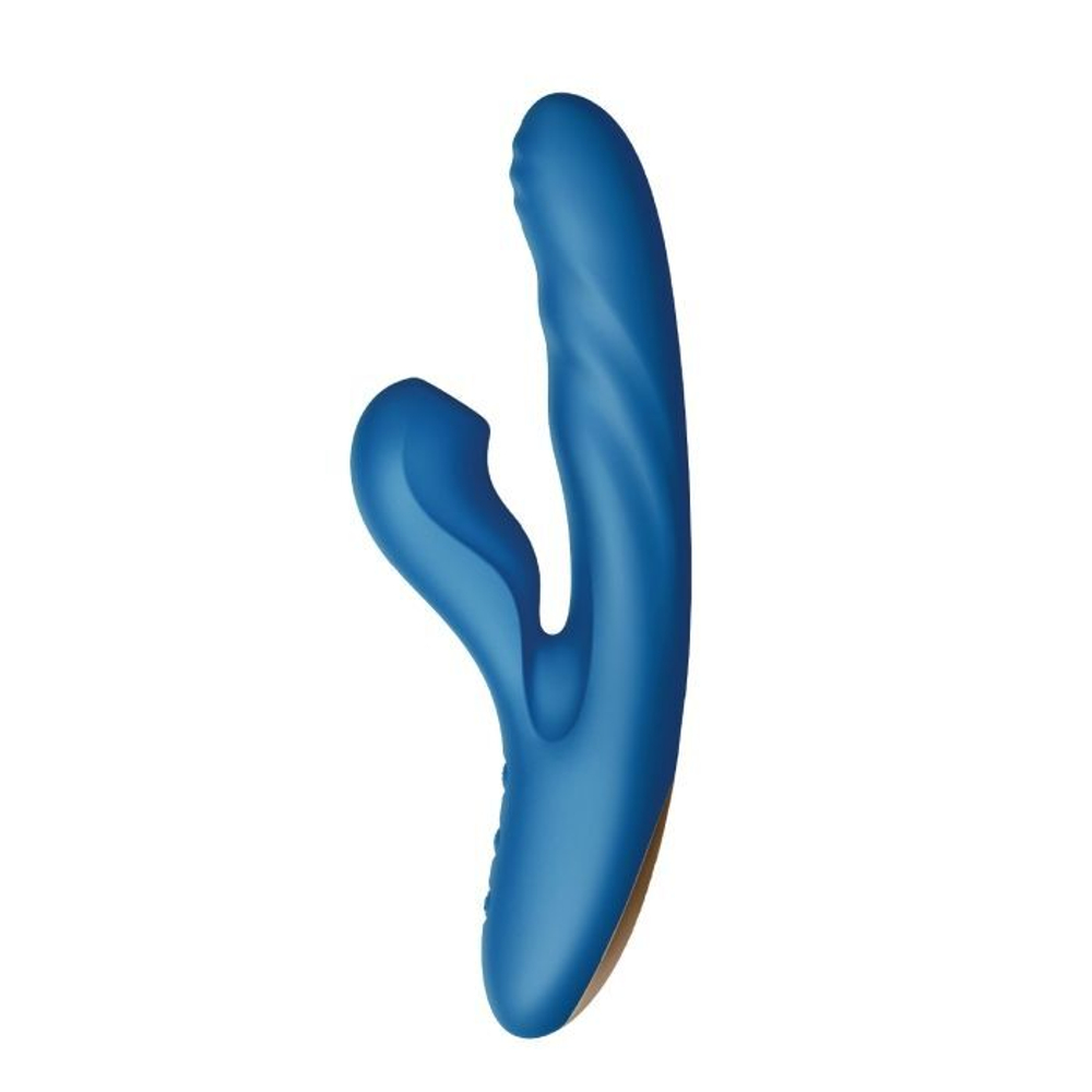 Голубой вибратор Otto с возвратно-поступательными движениями, вакуумом и подогревом