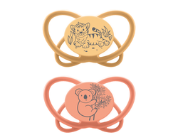 NIP Соска пустышка, силикон, коала/тигр, размер 1 "Butterfly" (0-6 мес)