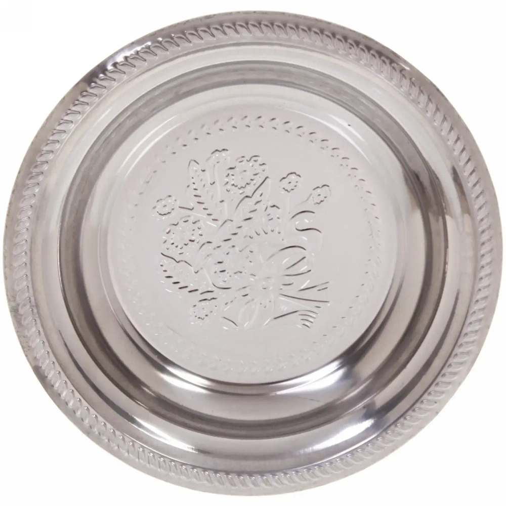 Поднос металлический «Цветы» 22см