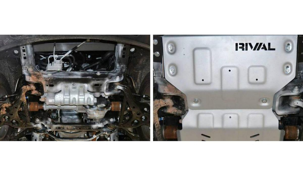Защита картера Rival для Ford F-150 XIII (V - 5.0) 2014-2018 2017-н.в., штампованная, алюминий 6 мм, с крепежом, 2333.1855.1.6