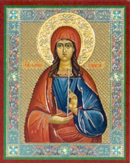 Икона на деревянной основе Раиса св. мц. 8х6 с тиснением золотой фольгой, в упаковке (Ермей)