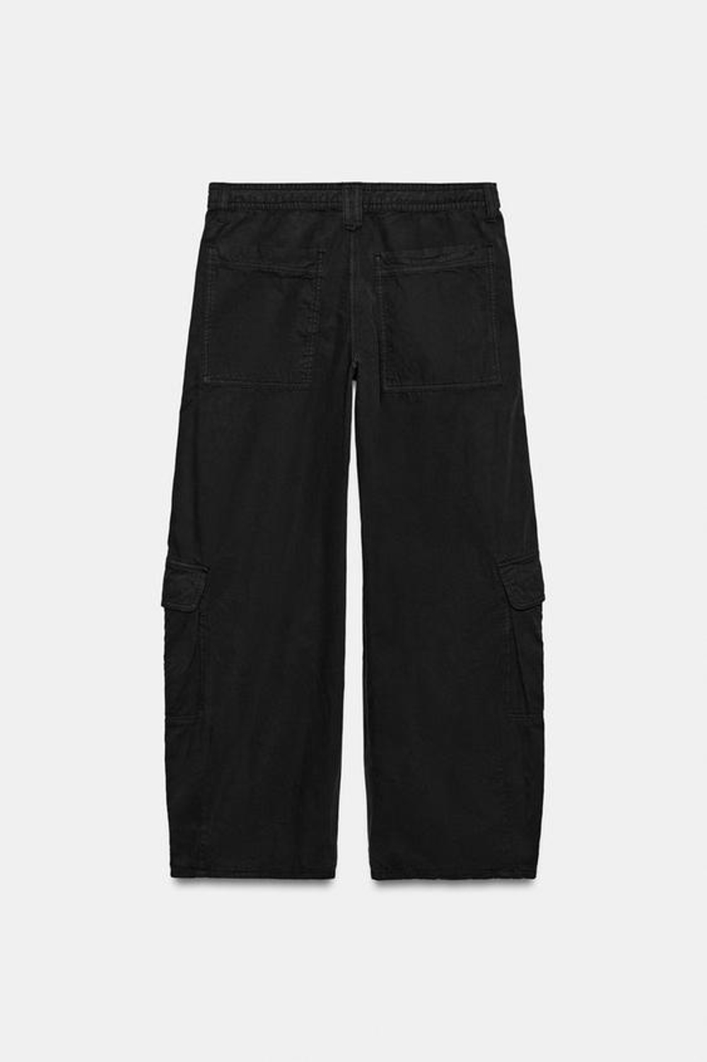 ZARA БРЮКИ КАРГО ОВЕРСАЙЗ, ЧЕРНЫЙ