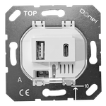 USB зарядное устройство, 3.1A. тип A:max 18W, тип С:max 32W, белый, серия DUSB
