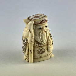 Статуэтка нэцкэ Дзюродзин с посохом и кисетом