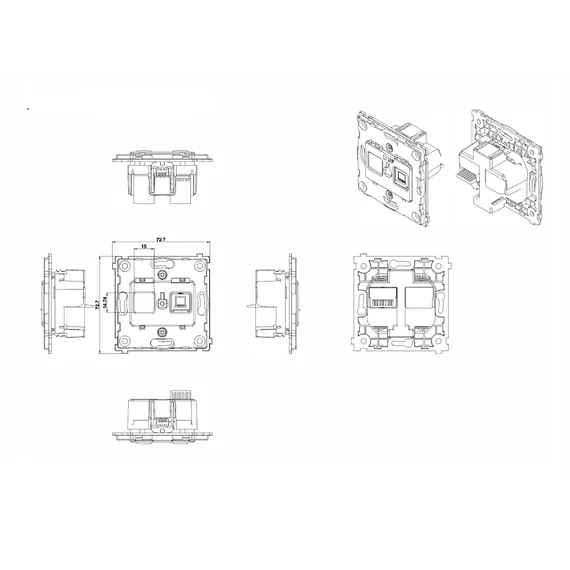 Donel R98 METAL механизм розетки RJ45 (одиночная) cat.6/ClassE-8, серия DA