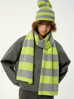 Купить Шарф Kraizy Stripes в полоску серый / лимон Шарф Kraizy Stripes в полоску серый / лимон