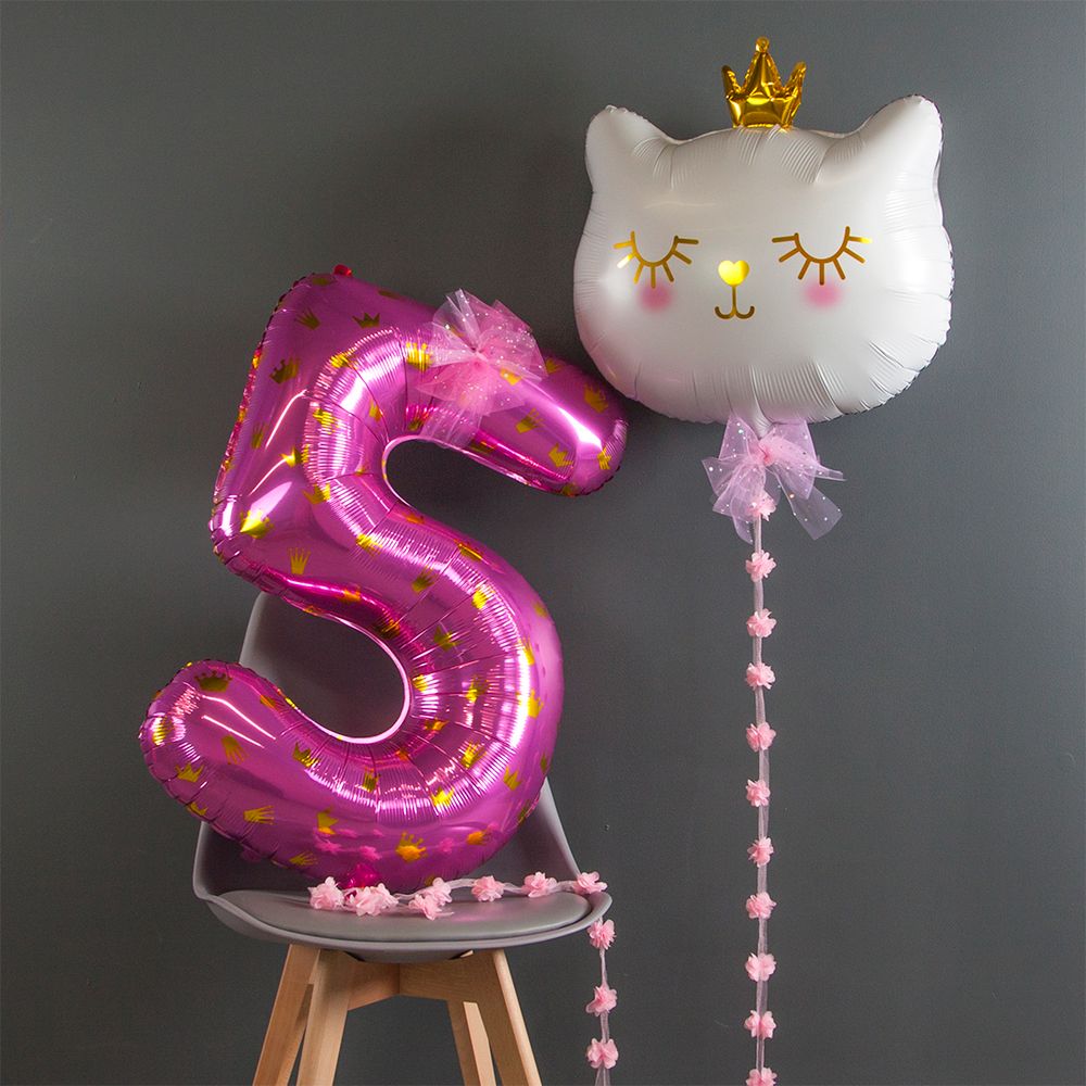 Шар (40''/102 см) Цифра, 5 Slim, Фуше, 1 шт. в упак.