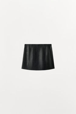 ZARA МИНИ-ЮБКА ИЗ 100% КОЖИ, ЧЕРНЫЙ