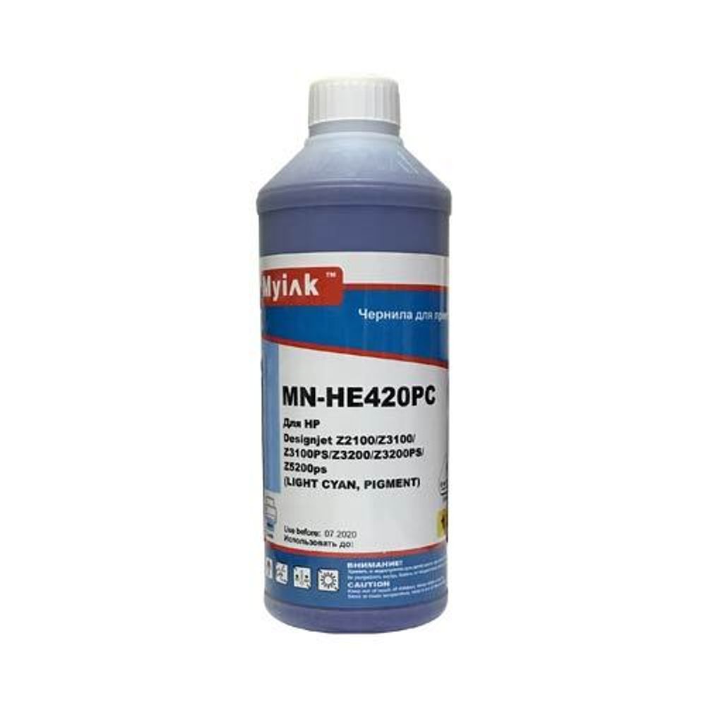 Чернила MyInk HE420PC для HP (70) C9390A, DesignJet Z2100, Z3100, Z3200, Z5200, Z5400 (1л, Pigment) Light cyan