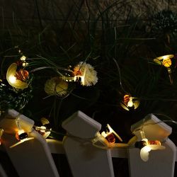 USL-S-127-PT4000 BEES Садовая гирлянда на солнечной батарее Пчелки. 20 светодиодов. Теплый белый свет. 1xАА Ni-Mh аккумулятор в-к. IP44. TM Uniel.