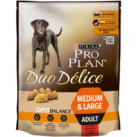 ProPlan 700г DuoDelice Сухой корм для взрослых собак средних и крупных пород Говядина