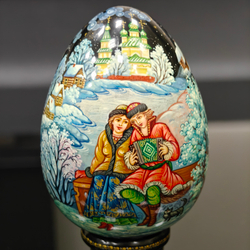 Яйцо сувенирное "Зимний вечер" (ручная роспись Палех)