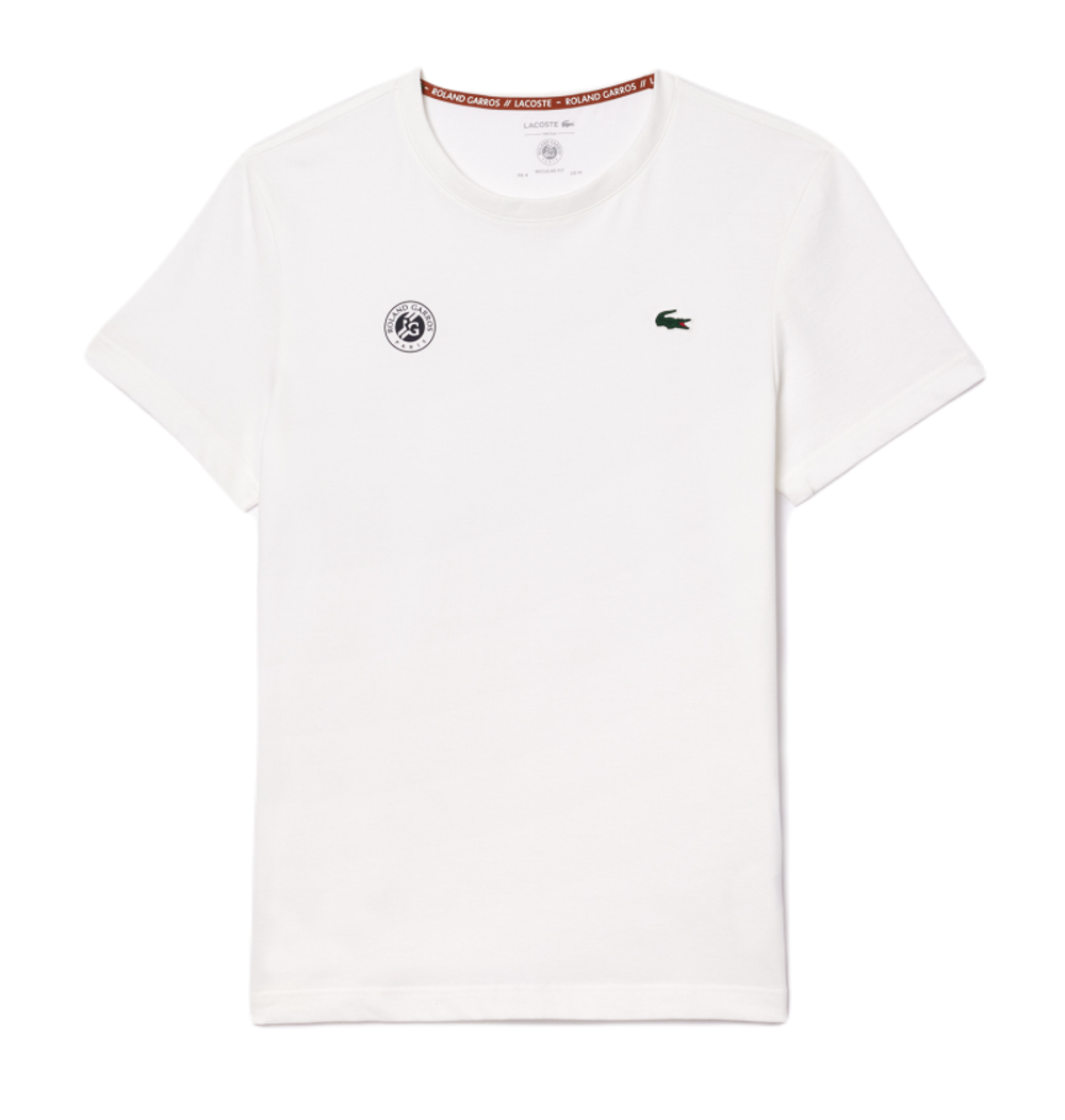 Мужская теннисная футболка Lacoste Ultra-Dry Sport Roland Garros Edition Tennis T-Shirt - белый