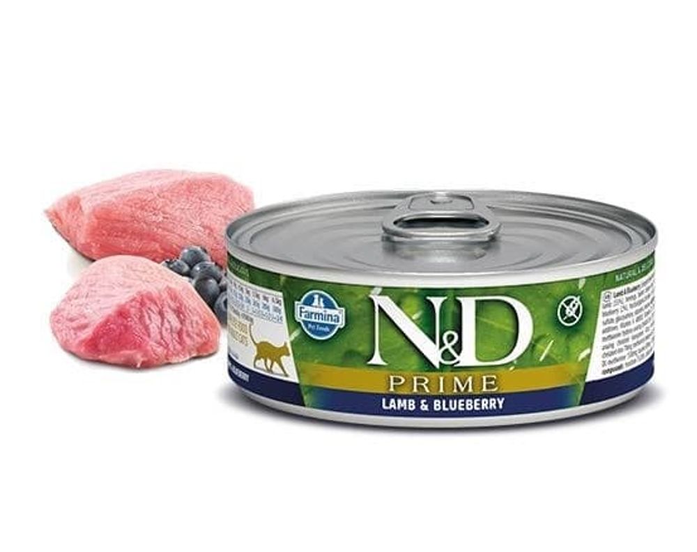 Влажный корм N&amp;D PRIME для кошек с ягненком и черникой 70г