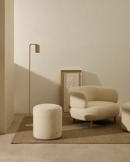 Пуф Kaeli Ø43х44 см со съемным чехлом из букле цвета экрю