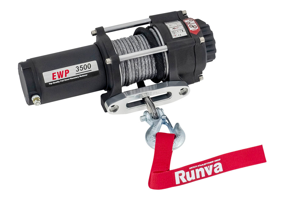 Лебёдка электрическая 12V Runva 3500A lbs 1588 кг (синтетический трос) EWP3500ASR