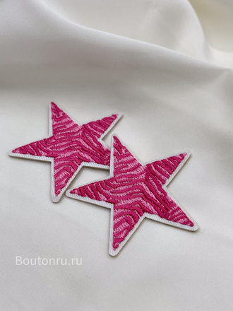 Нашивка звезда розовая 6,5 см