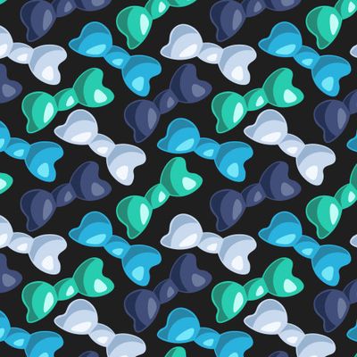 Голубые бантики на черном фоне