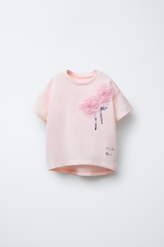 ZARA ФУТБОЛКА С КОНТРАСТНЫМИ ЦВЕТАМИ, РОЗОВЫЙ