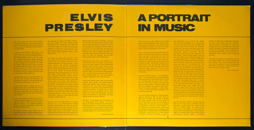 Elvis Presley ‎– A Portrait In Music (Германия 1975г.)