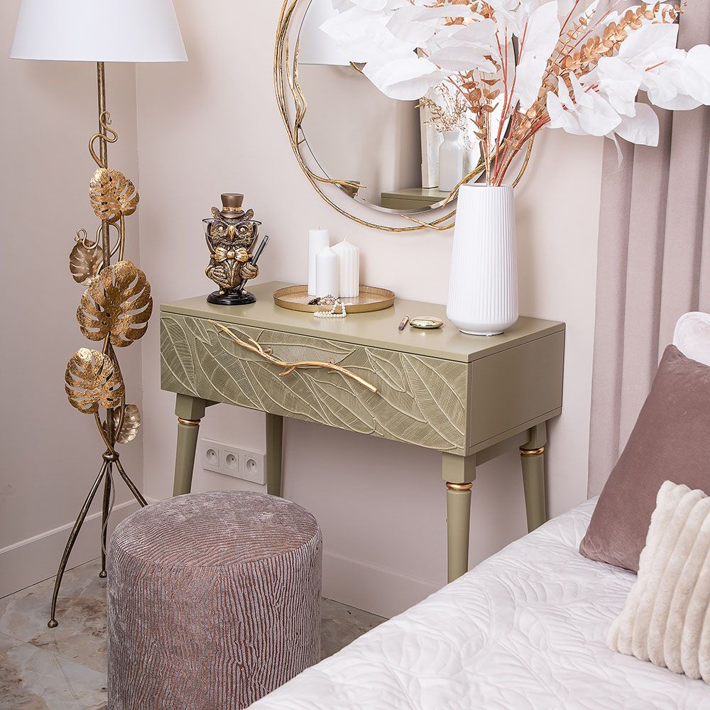 Консоль Арт Колор leaves Классик Голд Зеленая олива