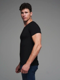 Футболка V-вырез однотонная облегающая