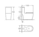 Унитаз напольный Grossman Classic GR-4484SQ (700х385х745) безободковый,белый,моноблок с тонкой крышкой,микролифт,смыв торнадо,1 мест