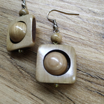 Серьги Квадроглазки, дерево, цвет коричневый, 20x30 мм 315508