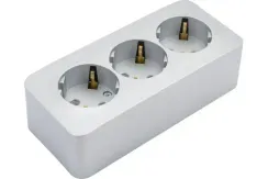 Розетка Systeme Electric BLANCA с заземлением тройная накладная алюминий 30885