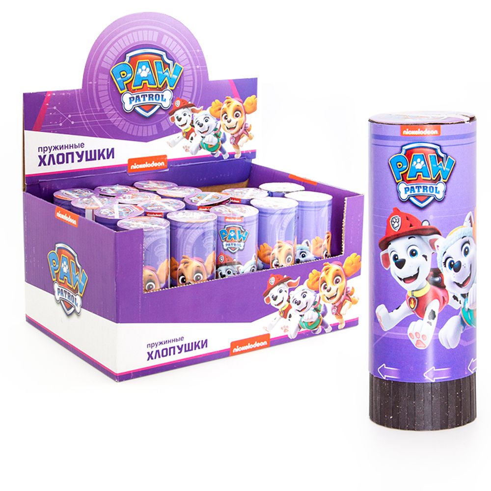 Хлопушка пружинная (4/10 см), Щенячий патруль, Круги тишью, Ассорти, 1 шт.