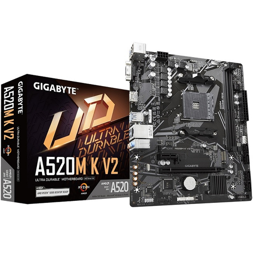Материнская плата GIGABYTE A520M K V2 (AM4/AMD A520/2xDDR4/PCI-Ex16/M.2/SB7.1/GLAN/HDMI/VGA/mATX)