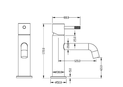 Boheme Смеситель для умывальника VENTURO Shine Gun Metall