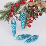 Ёлочные игрушки «Сосулька спиралька» 8,5см (набор 4шт), голубой