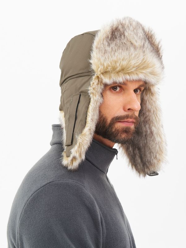 Шапка ушанка с маской Евро Волк ткань Taslan цвет Хаки