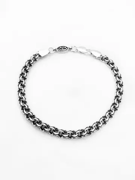 Браслет из серебра/Бисмарк/Чернение/Со вставкой "Спаси и сохрани"/С алмазной огранкой