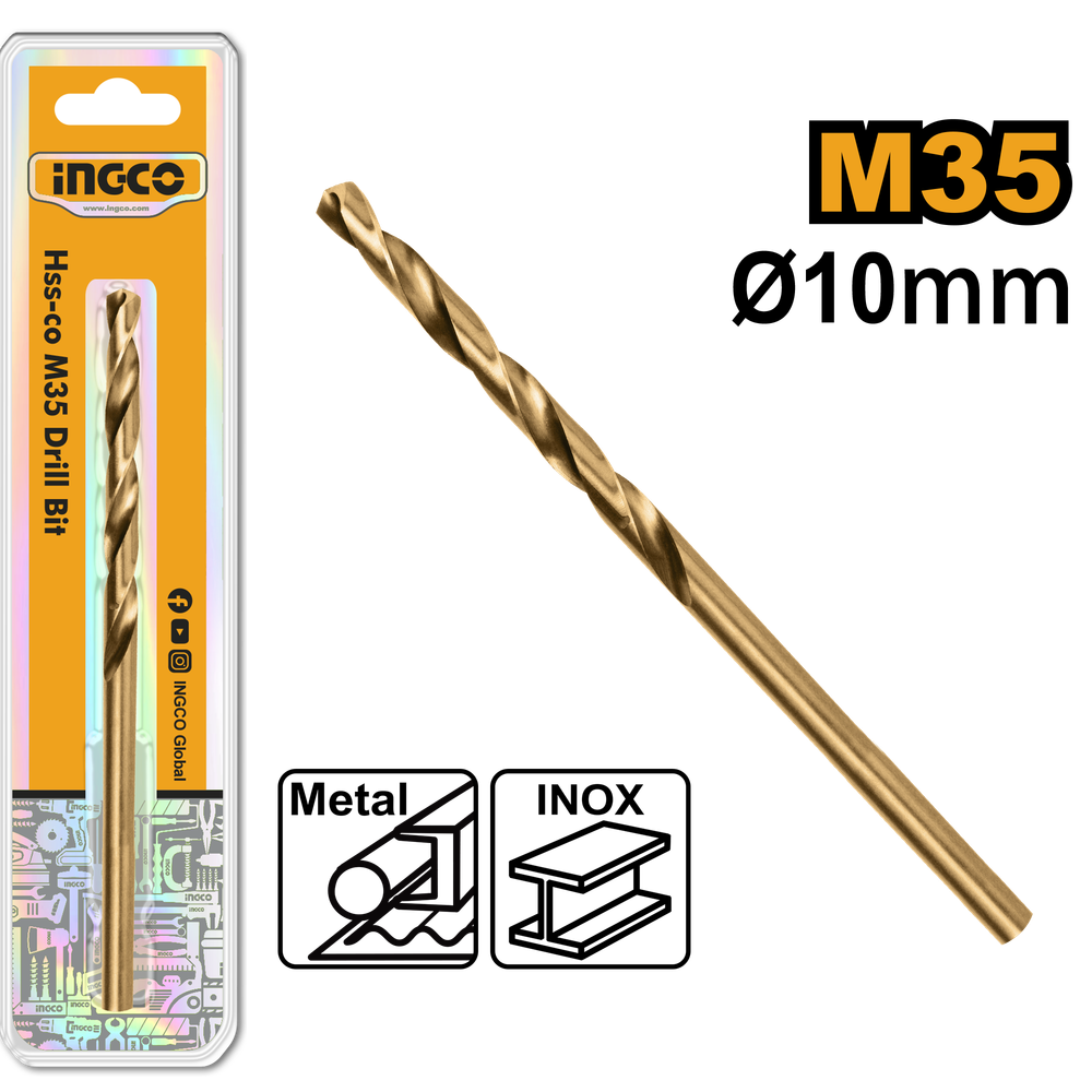 Сверло по металлу кобальтовое HSS-CO M35 10 мм INGCO DBT01131001 INDUSTRIAL