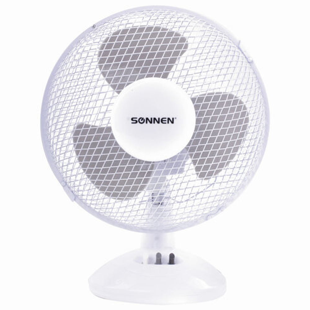 Вентилятор настольный SONNEN FT23-B6, d=23 см, 25 Вт, на подставке, 2 скоростных режима, белый/серый