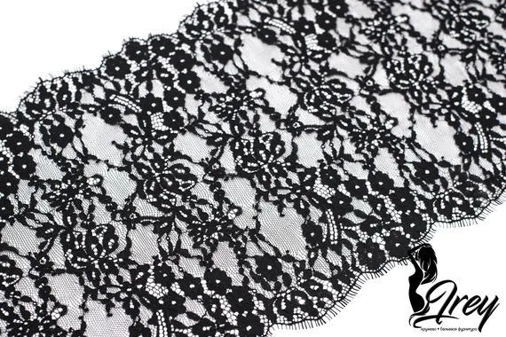01-40 Кружево шантильи 23 см, черный 170