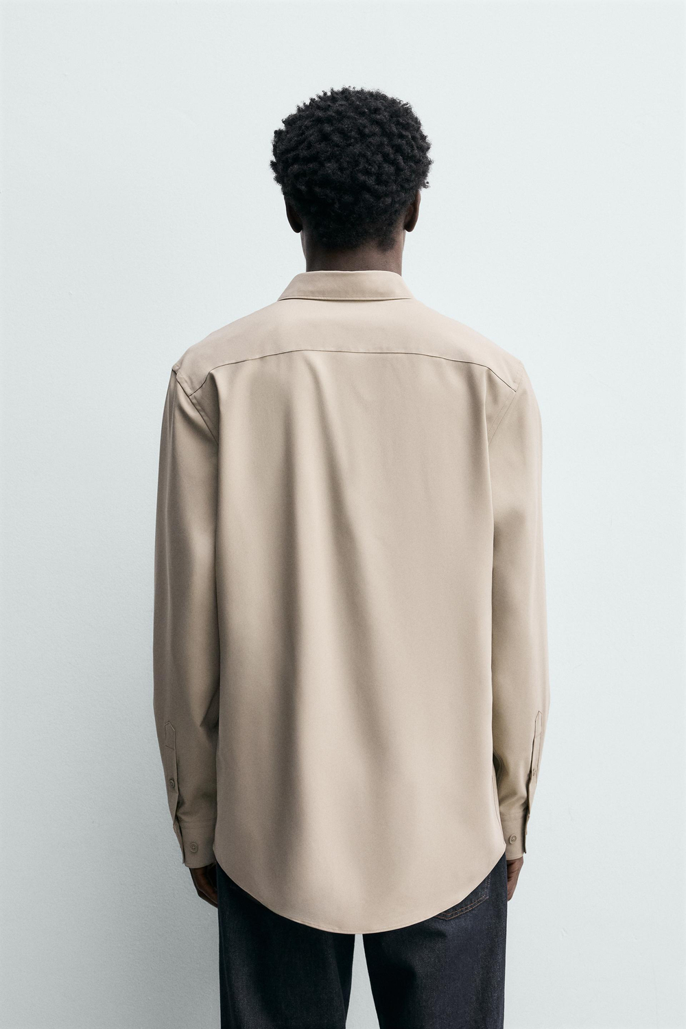 ZARA РУБАШКА ИЗ ЭЛАСТИЧНОЙ ТКАНИ, ПЕСОЧНЫЙ